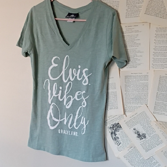 Graceland Tops - Graceland V Neck Elvis Tee